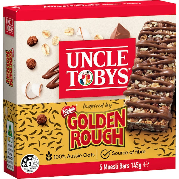 Uncle Tobys Muesli Bars Inspired By Golden Rough 5 Pack 145g (Exclusive-Limited Edition)