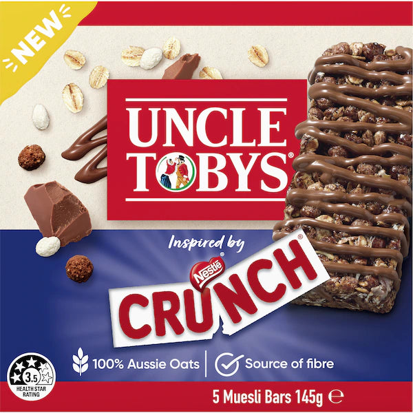 Uncle Tobys Muesli Bar Crunch 5 Pack 145g (Exclusive-Limited Edition)