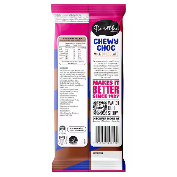 Darrell Lea Block Chewy Choc Milk Chocolate 160g
