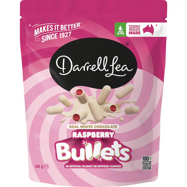 Darrell Lea Bullets Raspberry White Chocolate 150g (Exclusive)
