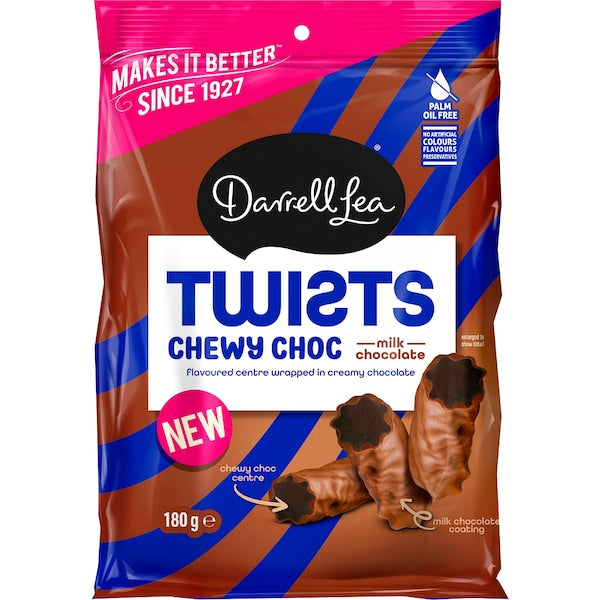 Darrell Lea Twists Chewy Choc Milk Chocolate 180g (Exclusive)