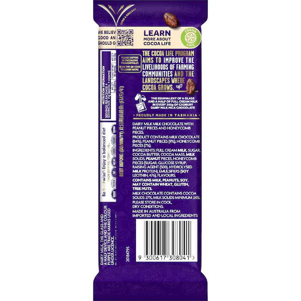 Cadbury Dairy Milk Honeycomb & Peanut Chocolate Block 100g