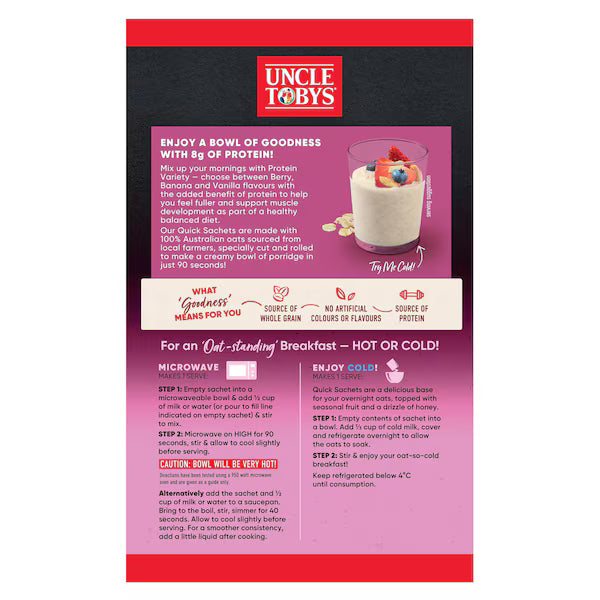 Uncle Tobys Oats Sachets Protein Variety 8 pack 280g (Exclusive)