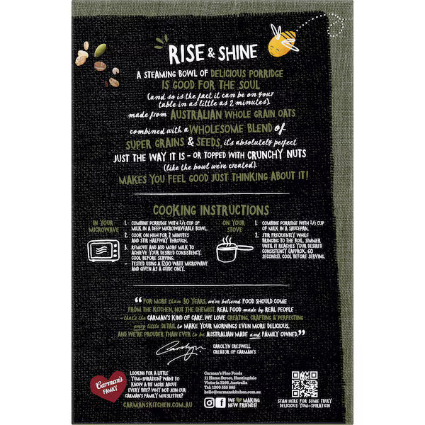 Carman's Porridge Sachets Natural 5 Grain & Super Seed 8 pack 320g