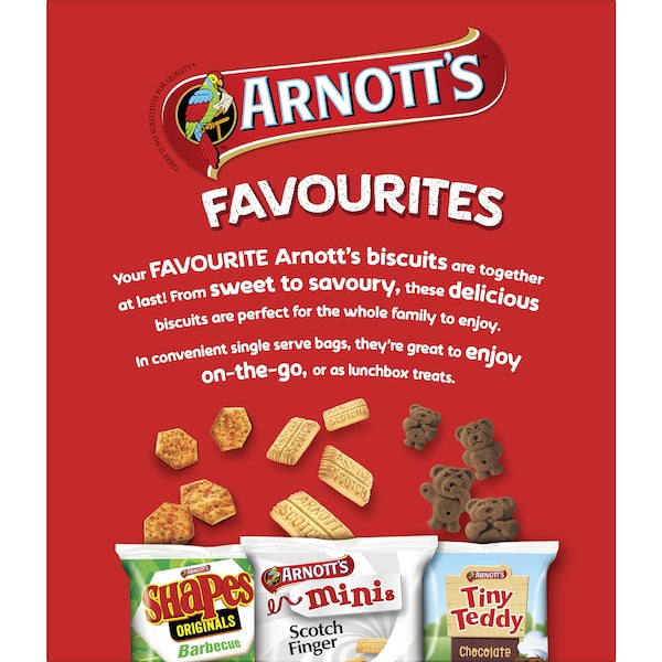 Arnott's Favourites MEGA BOX- BBQ Shapes, Scotch Finger & Tiny Teddy (15 PACK) 375g (EXCLUSIVE)