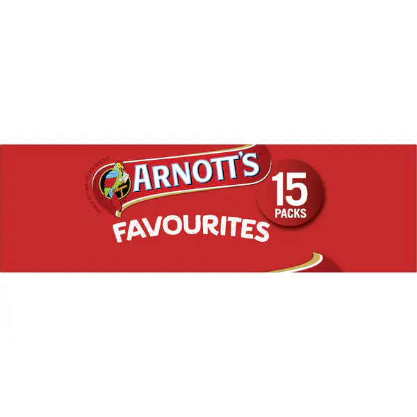Arnott's Favourites MEGA BOX- BBQ Shapes, Scotch Finger & Tiny Teddy (15 PACK) 375g (EXCLUSIVE)