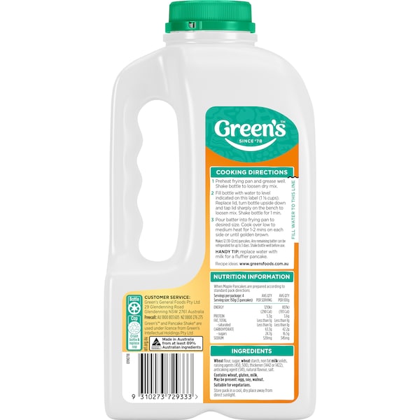 Green's Pancake shake Maple Syrup 325g
