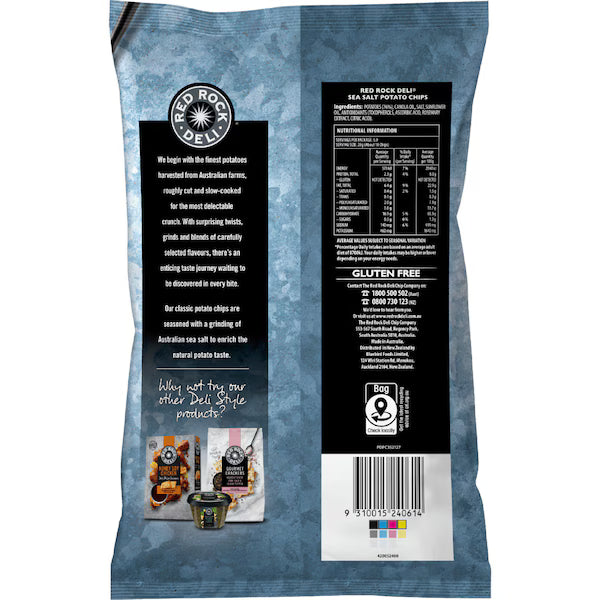 Red Rock Deli Potato Chips Sea Salt Natural 165g (EXCLUSIVE)