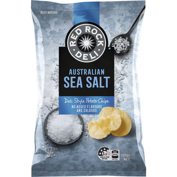Red Rock Deli Potato Chips Sea Salt Natural 165g (EXCLUSIVE)