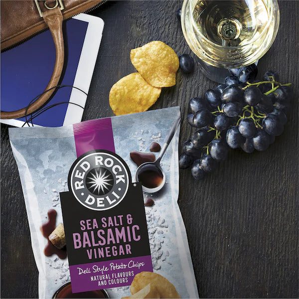 Red Rock Deli Potato Chips Sea Salt & Balsamic Vinegar 165g (EXCLUSIVE)