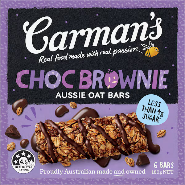 Carman's Aussie Oat Bars Choc Brownie with Chocolate 6 pack (EXCLUSIVE)