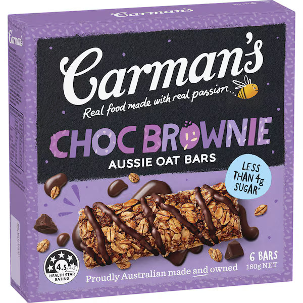Carman's Aussie Oat Bars Choc Brownie with Chocolate 6 pack (EXCLUSIVE)