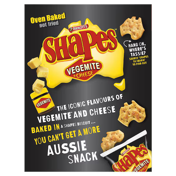 Arnott's Shapes Vegemite & Cheese Multipack Cracker Biscuits 8 pack 200g( EXCLUSIVE)