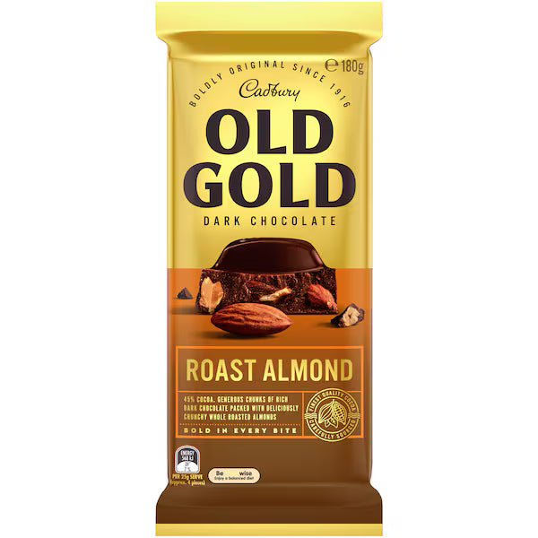 Cadbury OLD GOLD Roast Almond Dark Chocolate Block 180g(EXCLUSIVE)
