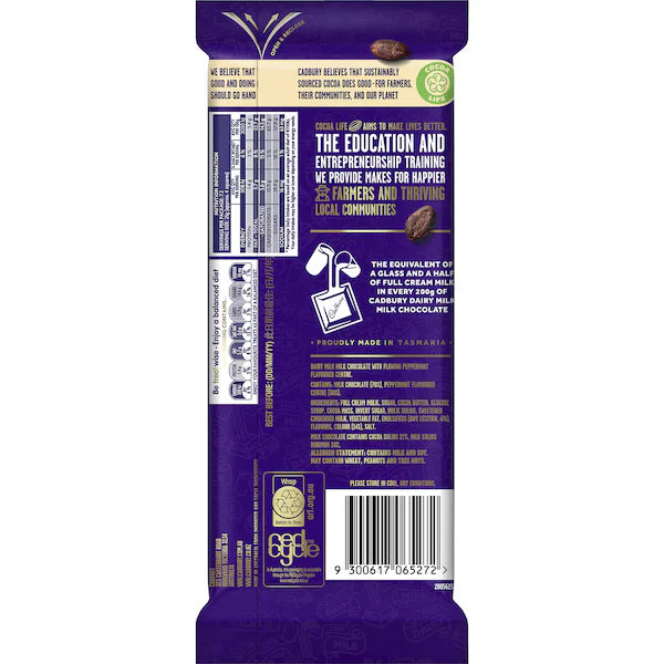 Cadbury Dairy Milk Peppermint Chocolate Block 180g