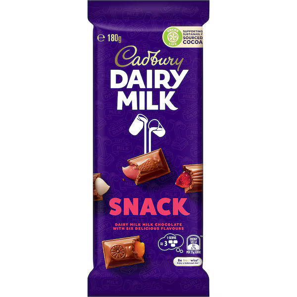 Cadbury Dairy Milk SNACK Chocolate Block 180g (Exclusive)