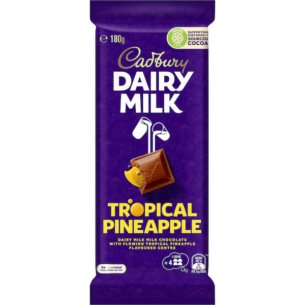 Cadbury Dairy Milk Tropical Pineapple Chocolate Block 180g