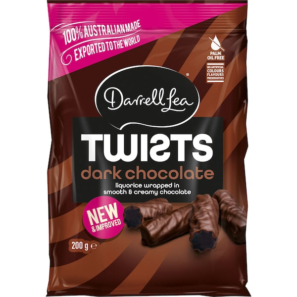 Darrell Lea Twists Dark Chocolate Liquorice 200g (Exclusive)