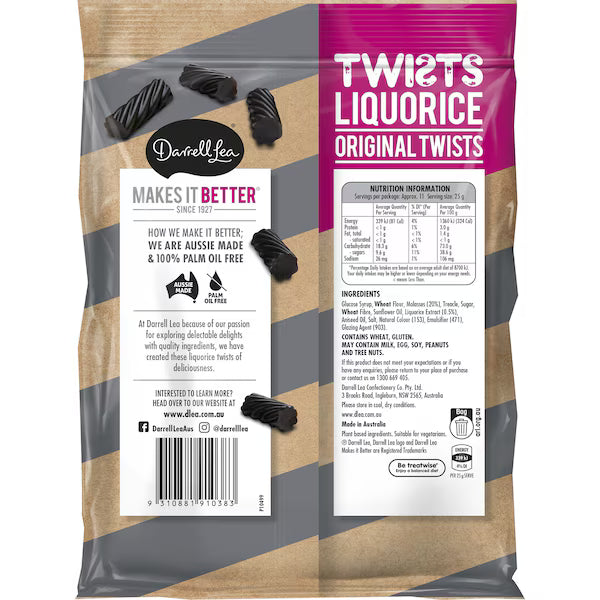 Darrell Lea Twists Liquorice 280g Family Pack (EXCLUSIVE)
