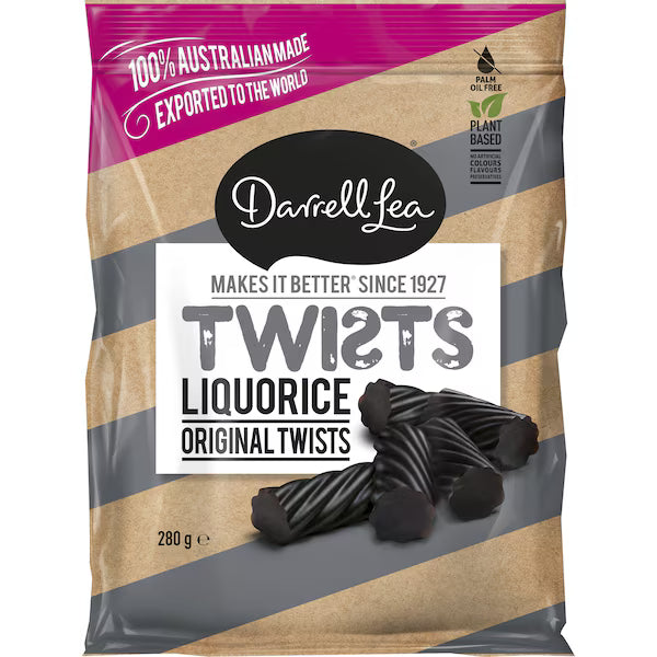 Darrell Lea Twists Liquorice 280g Family Pack (EXCLUSIVE)