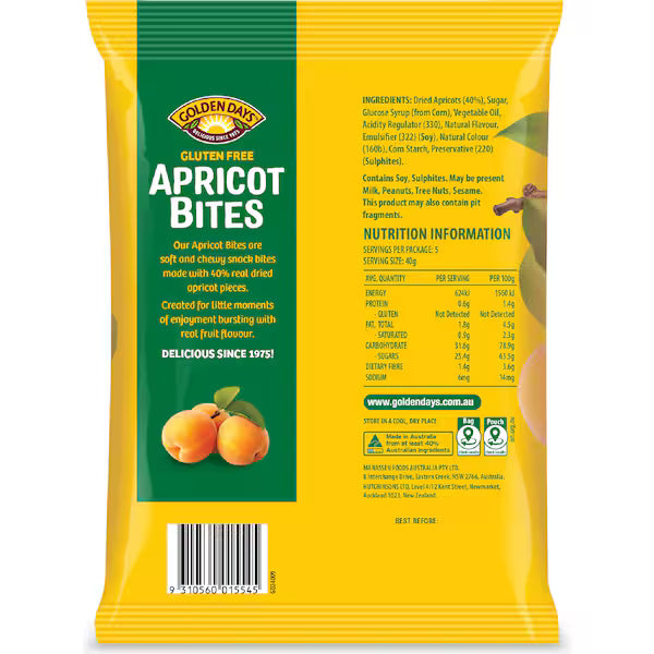Golden Days Fruit Snacks Bites Apricot 200g-  40g x 5 pack (Exclusive)