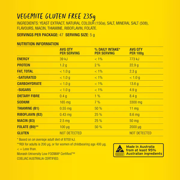 Vegemite Gluten Free Spread 235g (EXCLUSIVE)
