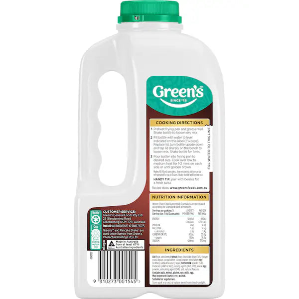 Green's Temptations Choc Chip Buttermilk Pancake Shake 335g (EXCLUSIVE)