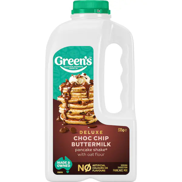 Green's Temptations Choc Chip Buttermilk Pancake Shake 335g (EXCLUSIVE)