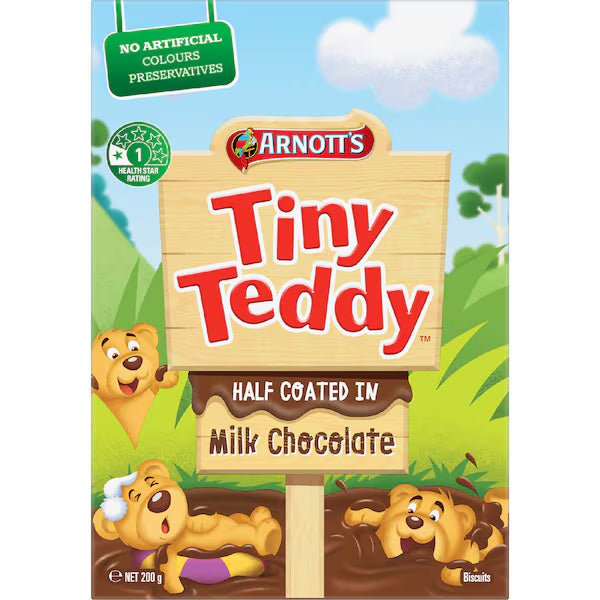 Arnott's Tiny Teddy Half Coated by Milk Chocolate 200g (EXCLUSIVE)