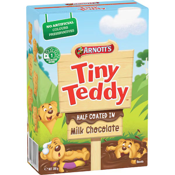 Arnott's Tiny Teddy Half Coated by Milk Chocolate 200g (EXCLUSIVE)