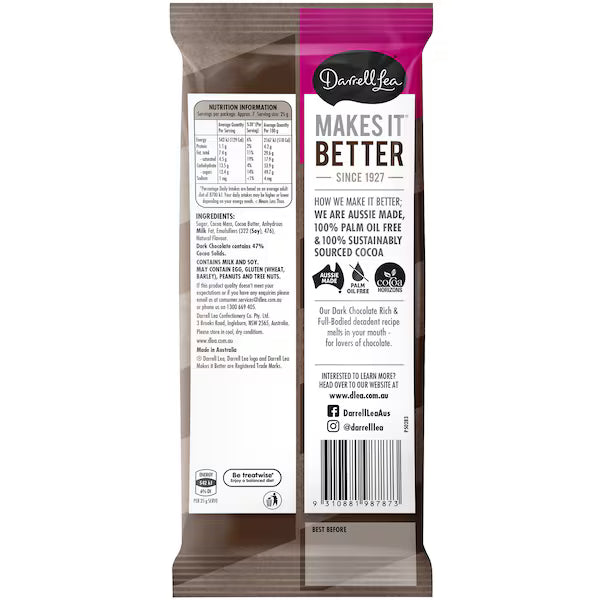 Darrell Lea Block Dark Chocolate 170g (EXCLUSIVE)