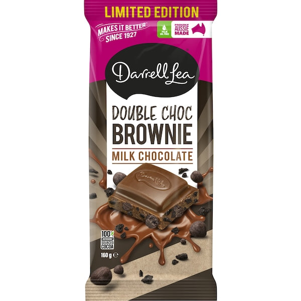 Darrell Lea Block Double Choc Brownie Milk Chocolate 160g (Limited Edition)