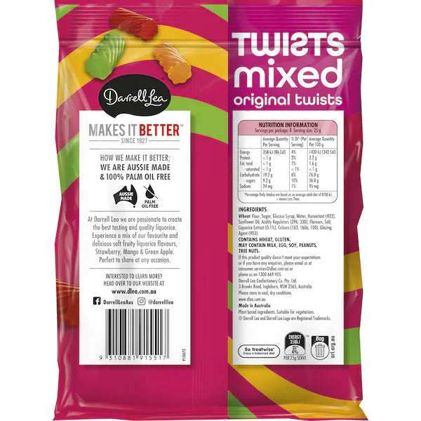 Darrell Lea Twists Mixed Flavours 200g (Exclusive)