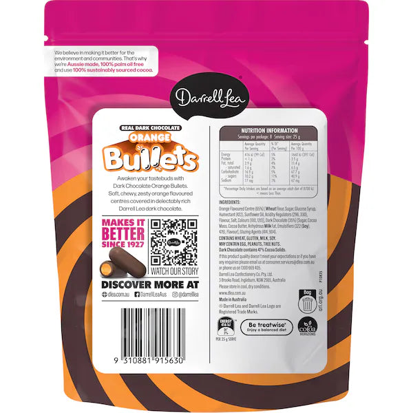 Darrell Lea Bullets Dark Chocolate Orange 200g (Exclusive)