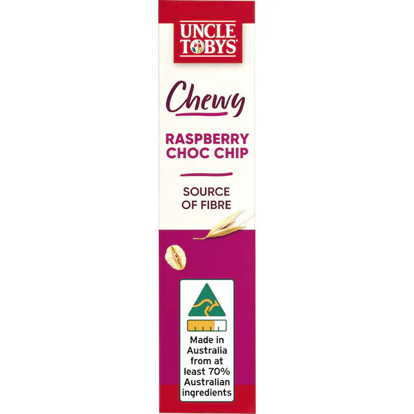 Uncle Tobys Chewy Raspberry Choc Chip Muesli Bars 6 pack 185G (Exclusive)