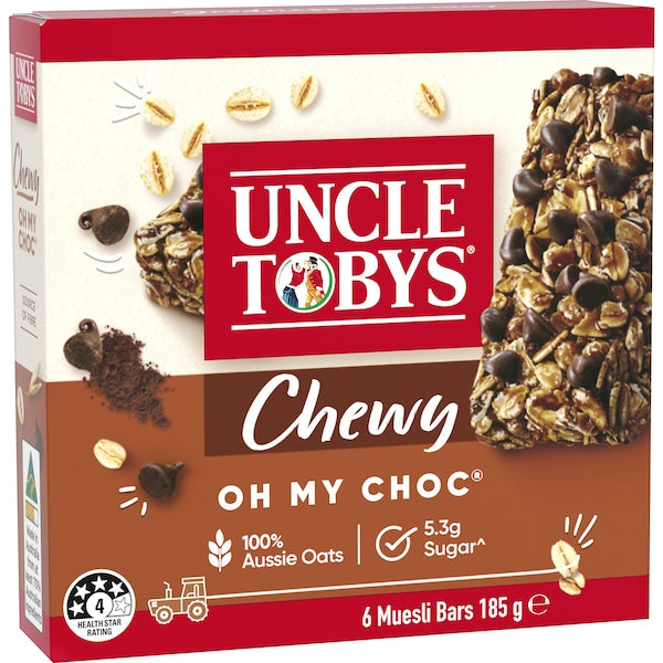 Uncle Tobys Chewy 'Oh My Choc' Muesli Bars 6 pack 185g(Exclusive)
