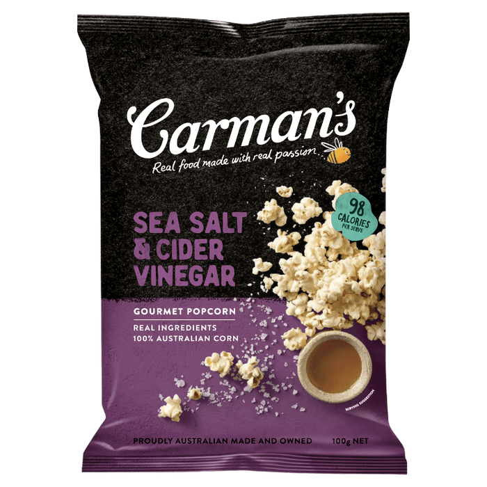 Carman's Sea Salt & Cider Vinegar Popcorn 100g