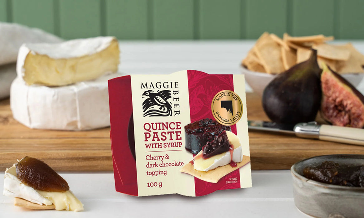 Maggie Beer Quince Paste with Syrup Cherry & Dark Chocolate Topping 100g (Exclusive)