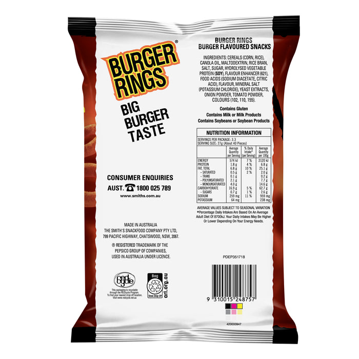 Smiths Burger Rings 90g