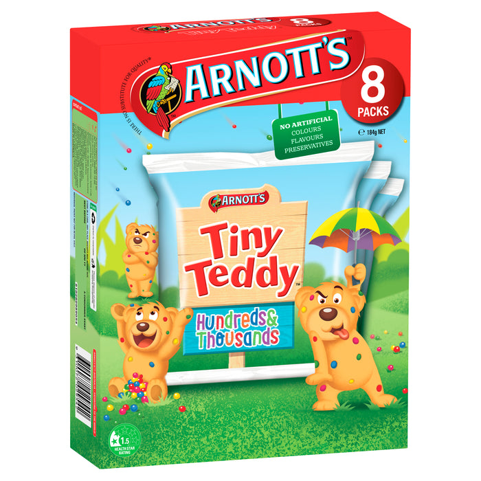 Arnott's Tiny Teddy Hundreds & Thousands 8 Pack 200g (EXCLUSIVE)